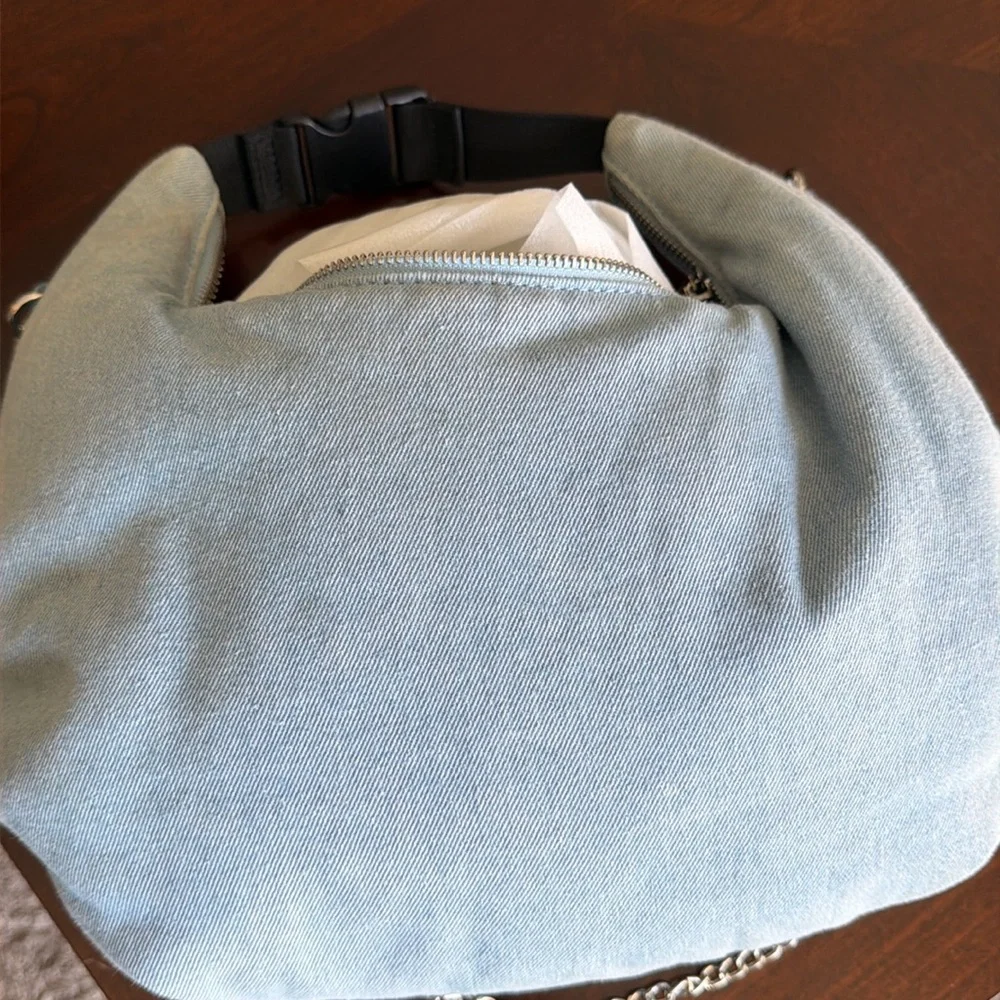 Nunoo Casual Denim Hobo Bag with Chain Strap - Blue